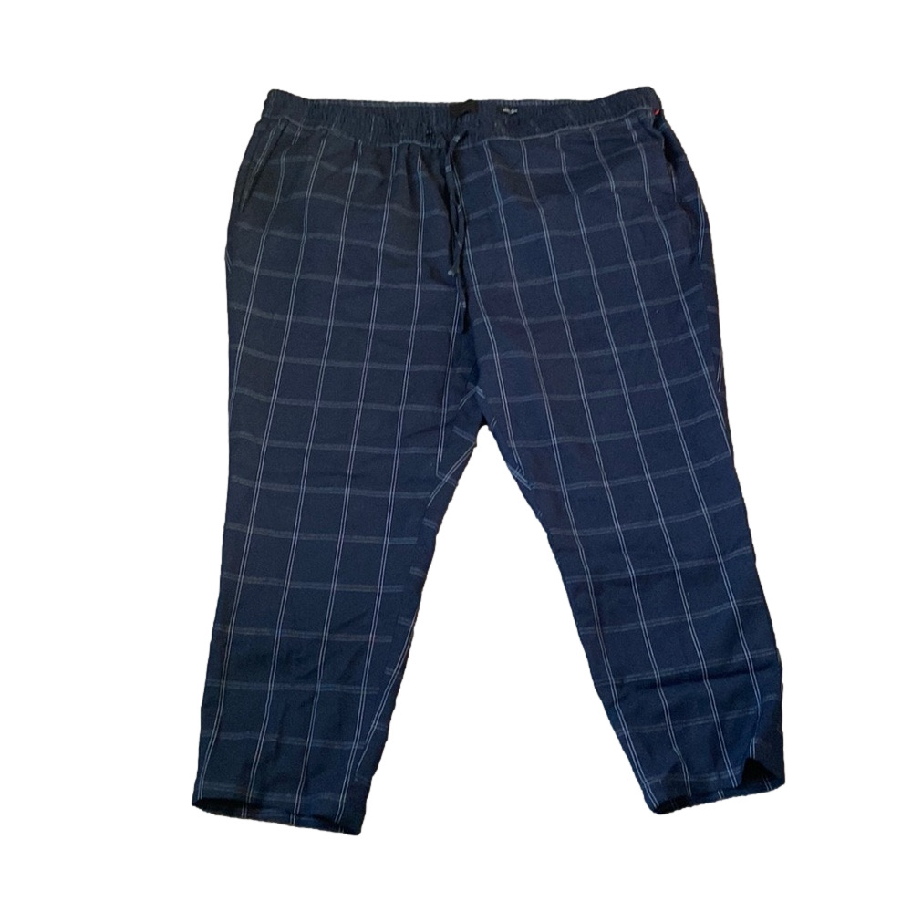 H&M Slim Fit Plaid Drawstring Pants SIZE XXL Navy Casual